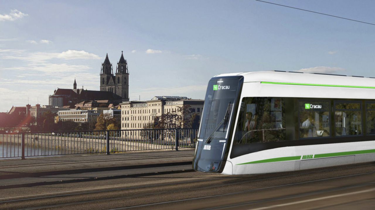 Studie der Alstom Flexity Straßenbahn für Magdeburg