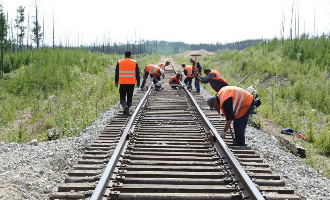 Gleisarbeiten in der Ukraine