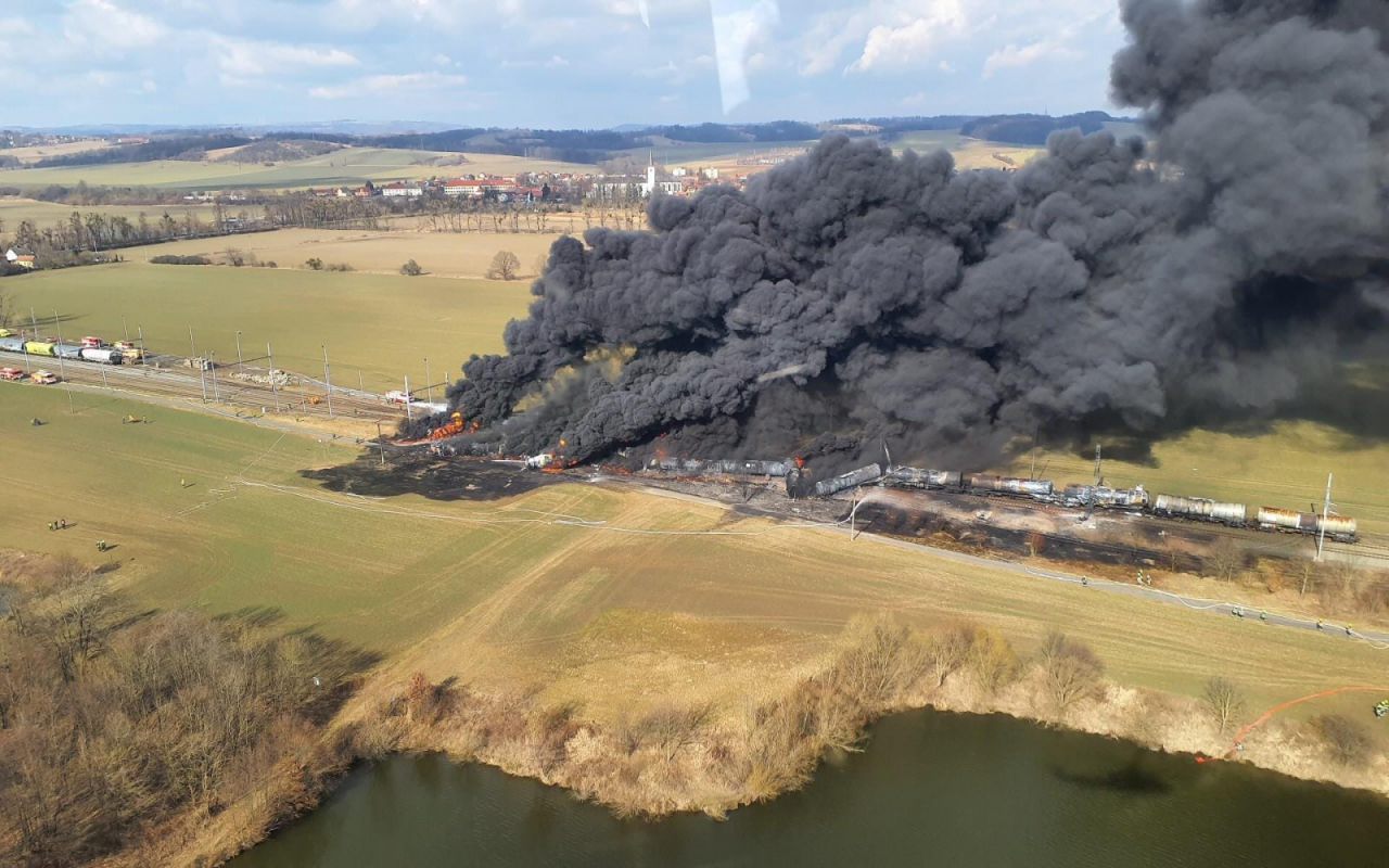 Brennender Güterzug am 28.02.2025 in Tschechien